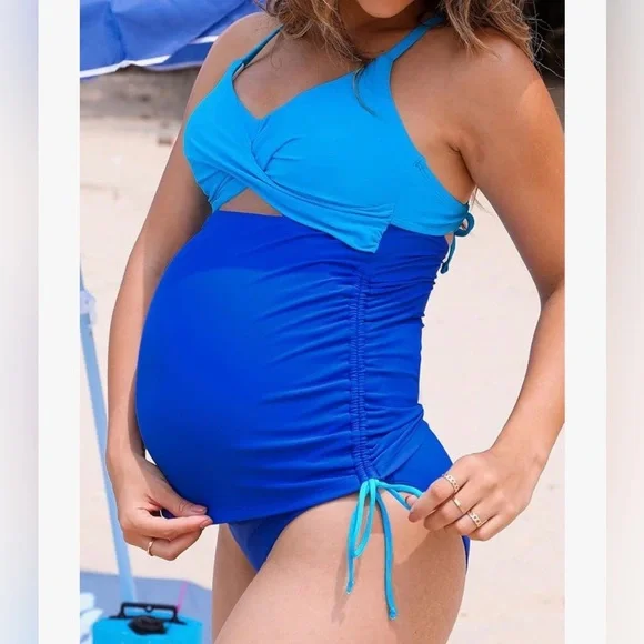 Cupshe Cupshe Blue Ruched Tankini Bikini - Picture 5 of 9